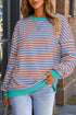 Striped Crew Neck Drop Shoulder Pullover Sweatshirt