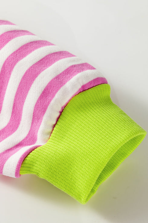 Striped Crew Neck Drop Shoulder Pullover Sweatshirt
