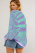 Striped Crew Neck Drop Shoulder Pullover Sweatshirt