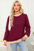 Striped Crew Neck Drop Shoulder Pullover Sweatshirt