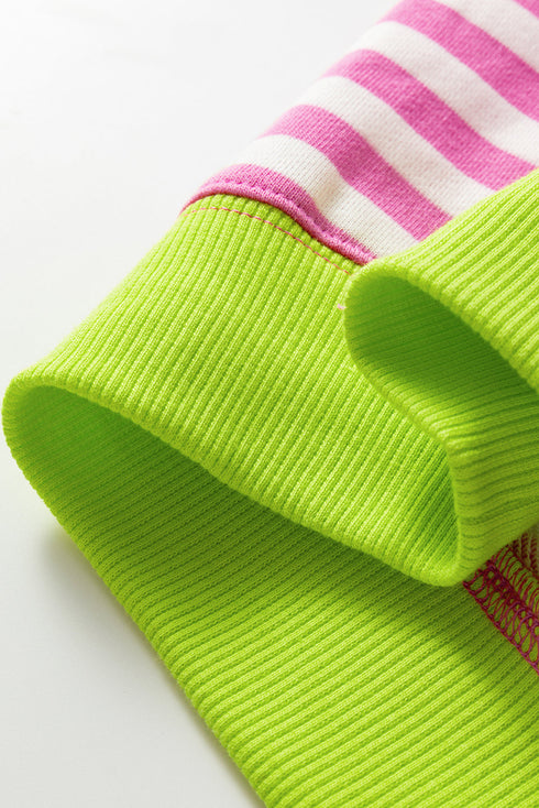 Striped Crew Neck Drop Shoulder Pullover Sweatshirt