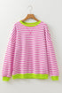 Striped Crew Neck Drop Shoulder Pullover Sweatshirt