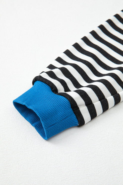 Striped Crew Neck Drop Shoulder Pullover Sweatshirt