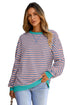 Striped Crew Neck Drop Shoulder Pullover Sweatshirt