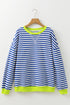 Striped Crew Neck Drop Shoulder Pullover Sweatshirt