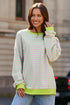 Striped Crew Neck Drop Shoulder Pullover Sweatshirt