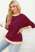 Striped Crew Neck Drop Shoulder Pullover Sweatshirt