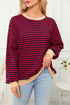 Striped Crew Neck Drop Shoulder Pullover Sweatshirt