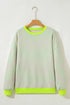 Striped Crew Neck Drop Shoulder Pullover Sweatshirt