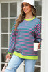 Striped Crew Neck Drop Shoulder Pullover Sweatshirt