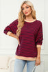Striped Crew Neck Drop Shoulder Pullover Sweatshirt