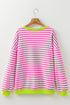 Striped Crew Neck Drop Shoulder Pullover Sweatshirt