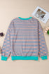 Striped Crew Neck Drop Shoulder Pullover Sweatshirt