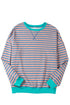 Striped Crew Neck Drop Shoulder Pullover Sweatshirt