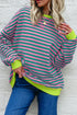 Striped Crew Neck Drop Shoulder Pullover Sweatshirt