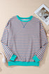 Striped Crew Neck Drop Shoulder Pullover Sweatshirt