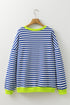 Striped Crew Neck Drop Shoulder Pullover Sweatshirt
