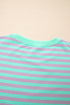 Striped Crew Neck Exposed Seam Pullover Sweatshirt