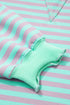 Striped Crew Neck Exposed Seam Pullover Sweatshirt