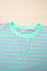 Striped Crew Neck Exposed Seam Pullover Sweatshirt