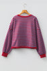 Striped Crew Neck Exposed Seam Pullover Sweatshirt