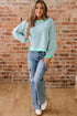 Striped Crew Neck Exposed Seam Pullover Sweatshirt
