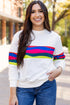 Striped Crew Neck Long Sleeve Pullover Top