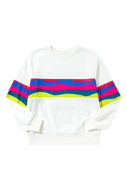 Striped Crew Neck Long Sleeve Pullover Top