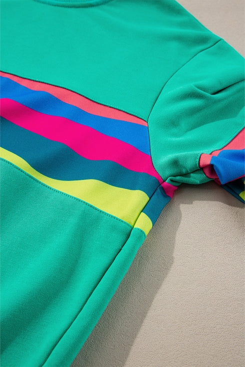 Striped Crew Neck Long Sleeve Pullover Top