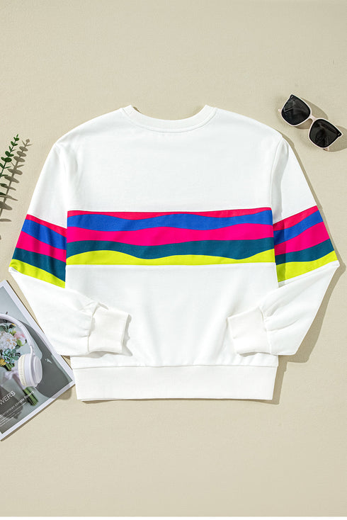 Striped Crew Neck Long Sleeve Pullover Top