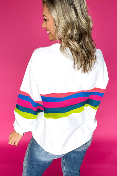 Striped Crew Neck Long Sleeve Pullover Top