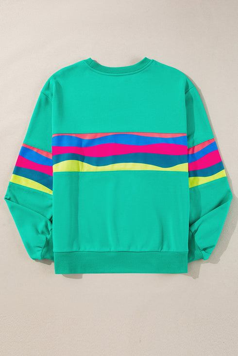 Striped Crew Neck Long Sleeve Pullover Top
