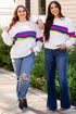 Striped Crew Neck Long Sleeve Pullover Top