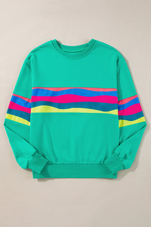 Striped Crew Neck Long Sleeve Pullover Top