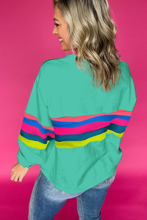 Striped Crew Neck Long Sleeve Pullover Top