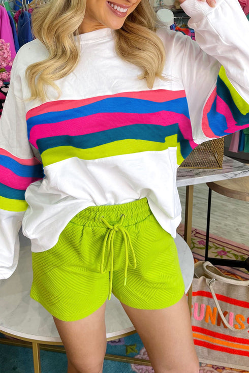 Striped Crew Neck Long Sleeve Pullover Top