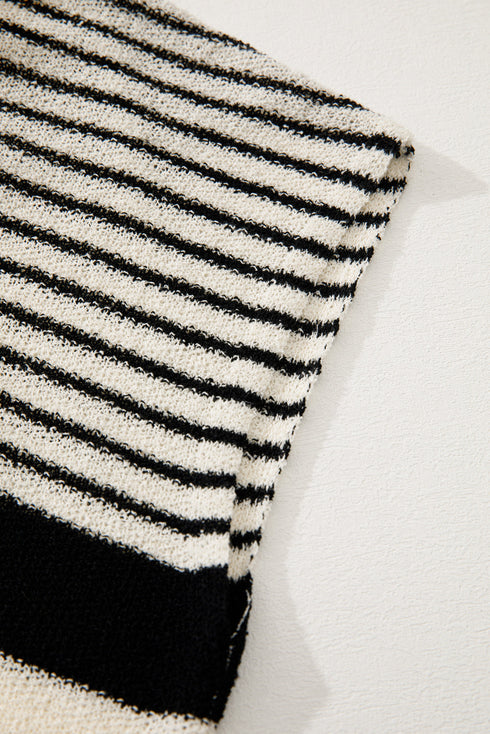 Striped Crew Neck Sleeveless Knit Pullover Sweater