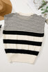 Striped Crew Neck Sleeveless Knit Pullover Sweater