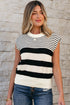 Striped Crew Neck Sleeveless Knit Pullover Sweater
