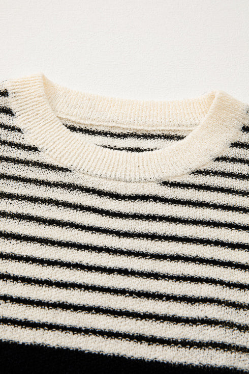 Striped Crew Neck Sleeveless Knit Pullover Sweater