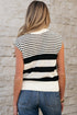 Striped Crew Neck Sleeveless Knit Pullover Sweater