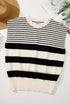 Striped Crew Neck Sleeveless Knit Pullover Sweater