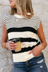 Striped Crew Neck Sleeveless Knit Pullover Sweater