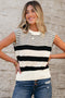 Striped Crew Neck Sleeveless Knit Pullover Sweater