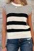 Striped Crew Neck Sleeveless Knit Pullover Sweater