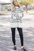 Striped Crewneck Drop Shoulder Side Button Rib Hem Tunic Sweater