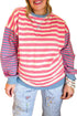 Striped Crewneck Long Sleeve Shift Tunic Sweatshirt