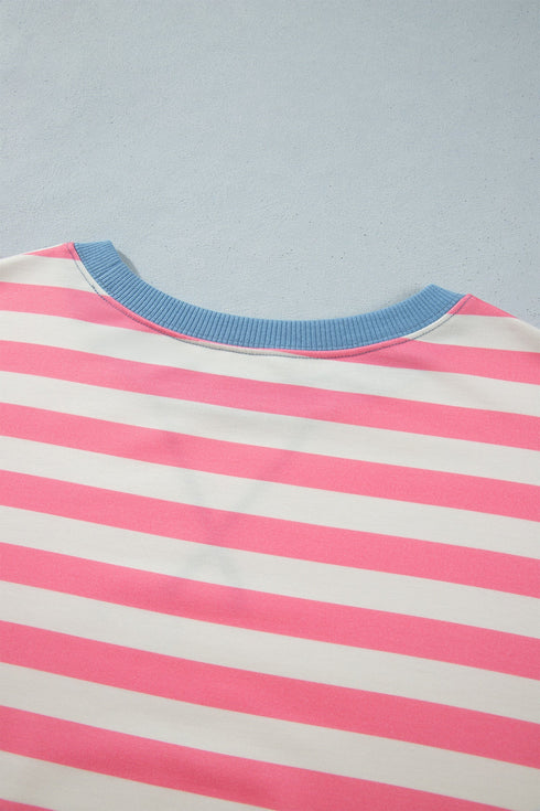 Striped Crewneck Long Sleeve Shift Tunic Sweatshirt