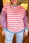 Striped Crewneck Long Sleeve Shift Tunic Sweatshirt