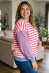 Striped Crewneck Long Sleeve Shift Tunic Sweatshirt